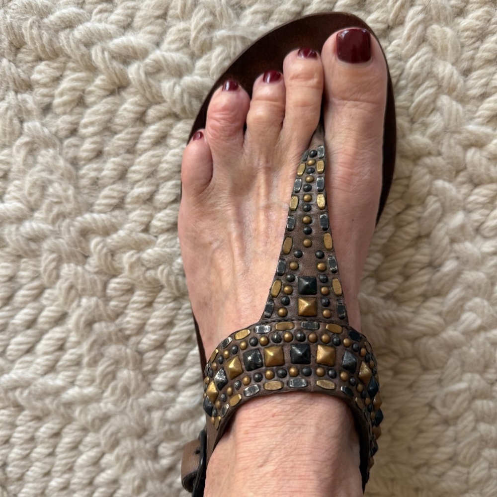 Cleo Black and Gold Studded Sandals
